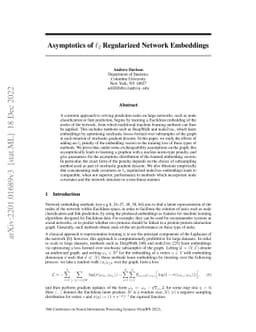 Asymptotics of $\ell_2$ Regularized Network Embeddings
