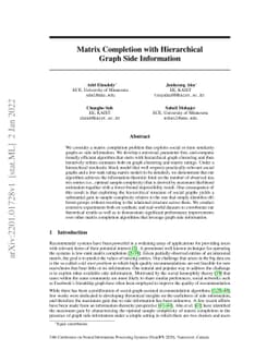 Matrix Completion with Hierarchical Graph Side Information