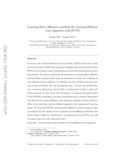 Learning finite difference methods for reaction-diffusion type equations
  with FCNN