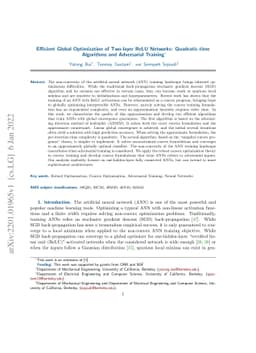 Efficient Global Optimization of Two-layer ReLU Networks: Quadratic-time
  Algorithms and Adversarial Training
