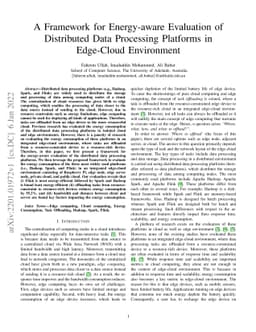 A Framework for Energy-aware Evaluation of Distributed Data Processing
  Platforms in Edge-Cloud Environment