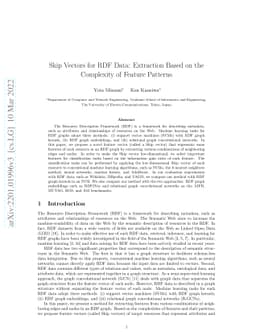 Skip Vectors for RDF Data: Extraction Based on the Complexity of Feature
  Patterns