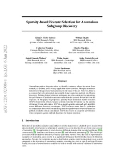 Sparsity-based Feature Selection for Anomalous Subgroup Discovery