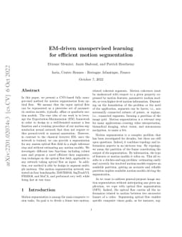 EM-driven unsupervised learning for efficient motion segmentation