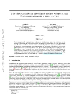 ConTrip: Consensus Sentiment review Analysis and Platform ratings in a
  single score