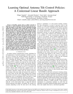 Learning Optimal Antenna Tilt Control Policies: A Contextual Linear
  Bandit Approach