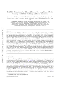 Reliability Estimation of an Advanced Nuclear Fuel using Coupled Active
  Learning, Multifidelity Modeling, and Subset Simulation