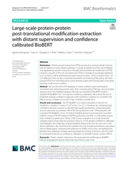 Large-scale protein-protein post-translational modification extraction
  with distant supervision and confidence calibrated BioBERT