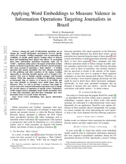 Applying Word Embeddings to Measure Valence in Information Operations
  Targeting Journalists in Brazil