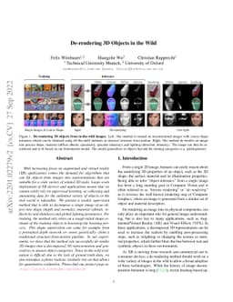 De-rendering 3D Objects in the Wild