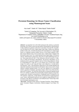 Persistent Homology for Breast Tumor Classification using Mammogram
  Scans