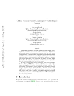Offline Reinforcement Learning for Road Traffic Control