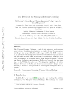 The Defeat of the Winograd Schema Challenge