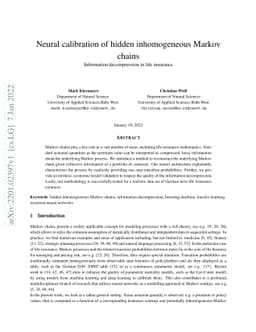 Neural calibration of hidden inhomogeneous Markov chains -- Information
  decompression in life insurance