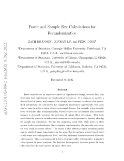 Power and Sample Size Calculations for Rerandomization