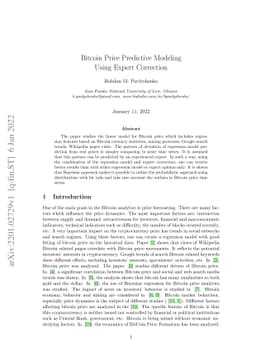 Bitcoin Price Predictive Modeling Using Expert Correction