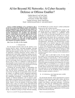AI for Beyond 5G Networks: A Cyber-Security Defense or Offense Enabler?