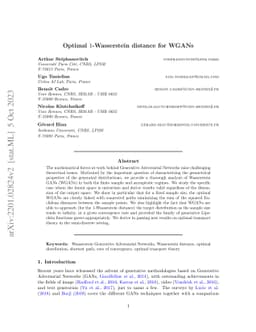 Optimal 1-Wasserstein Distance for WGANs
