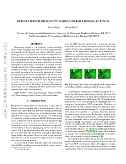 Defocus Deblur Microscopy via Head-to-Tail Cross-scale Fusion