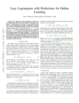 Lazy Lagrangians with Predictions for Online Learning