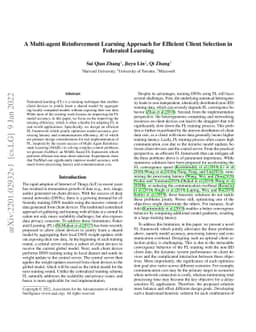 A Multi-agent Reinforcement Learning Approach for Efficient Client
  Selection in Federated Learning