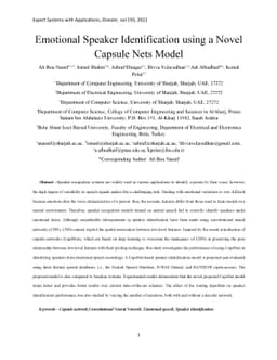 Emotional Speaker Identification using a Novel Capsule Nets Model