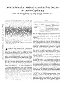 Local Information Assisted Attention-free Decoder for Audio Captioning