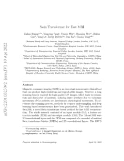 Swin Transformer for Fast MRI