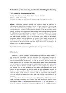 Probabilistic spatial clustering based on the Self Discipline Learning
  (SDL) model of autonomous learning