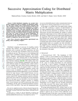 Successive Approximation Coding for Distributed Matrix Multiplication