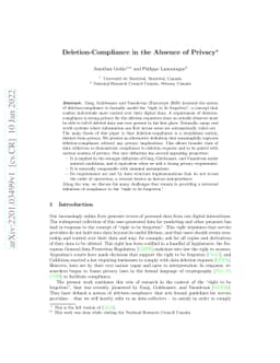 Deletion-Compliance in the Absence of Privacy