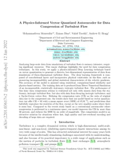A Physics-Informed Vector Quantized Autoencoder for Data Compression of
  Turbulent Flow