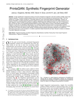 PrintsGAN: Synthetic Fingerprint Generator