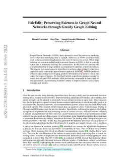 FairEdit: Preserving Fairness in Graph Neural Networks through Greedy
  Graph Editing