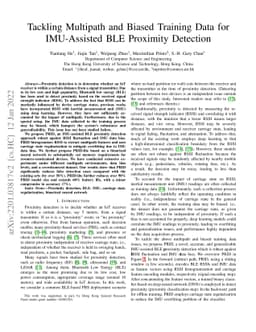 Tackling Multipath and Biased Training Data for IMU-Assisted BLE
  Proximity Detection