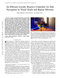 An Efficient Locally Reactive Controller for Safe Navigation in Visual
  Teach and Repeat Missions