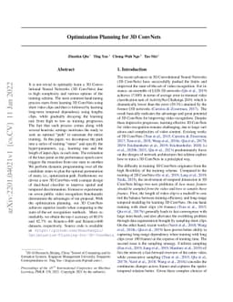 Optimization Planning for 3D ConvNets