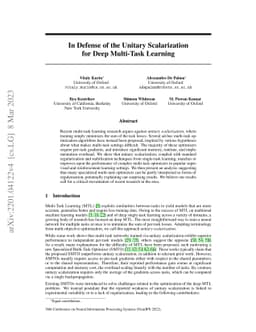 In Defense of the Unitary Scalarization for Deep Multi-Task Learning