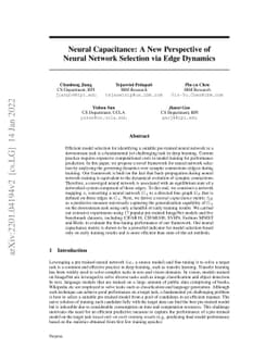Neural Capacitance: A New Perspective of Neural Network Selection via
  Edge Dynamics