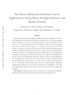 The Poisson Multinomial Distribution and Its Applications in Voting
  Theory, Ecological Inference, and Machine Learning