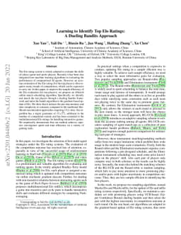 Learning to Identify Top Elo Ratings: A Dueling Bandits Approach