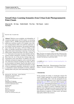 SensatUrban: Learning Semantics from Urban-Scale Photogrammetric Point
  Clouds