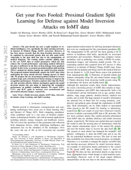 Get your Foes Fooled: Proximal Gradient Split Learning for Defense
  against Model Inversion Attacks on IoMT data