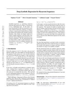 Deep Symbolic Regression for Recurrent Sequences