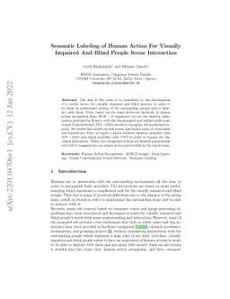 Semantic Labeling of Human Action For Visually Impaired And Blind People
  Scene Interaction