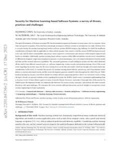 Security for Machine Learning-based Software Systems: a survey of
  threats, practices and challenges
