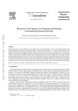 Recursive Least Squares for Training and Pruning Convolutional Neural
  Networks
