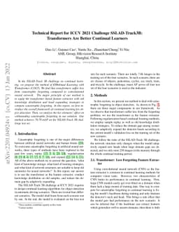 Technical Report for ICCV 2021 Challenge SSLAD-Track3B: Transformers Are
  Better Continual Learners