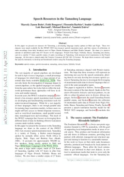 Speech Resources in the Tamasheq Language