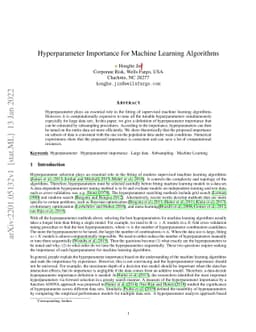 Hyperparameter Importance for Machine Learning Algorithms